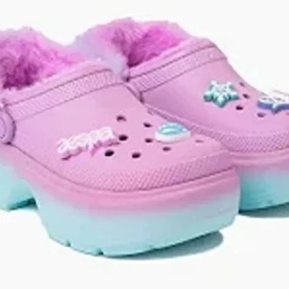 Crocs x Aespa New Lined Stomp Clogs Lilac Blue Men's 8 / Women's 10 NWT - Picture 2 of 15